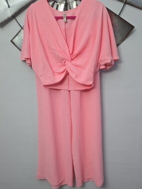 Women's Pink Twist-Front 2 peace Set